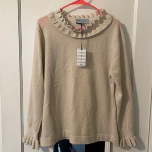 NWT - Tuckernuck - Ivory Shimmer Edie Ruffle Sweater - XXL